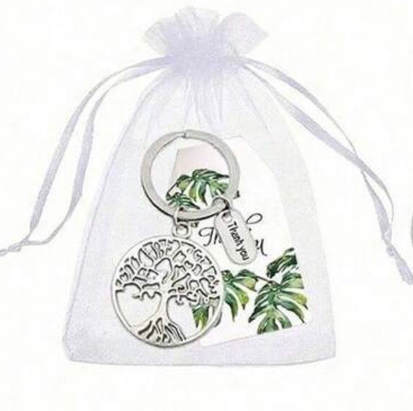Silver plated family tree keychain