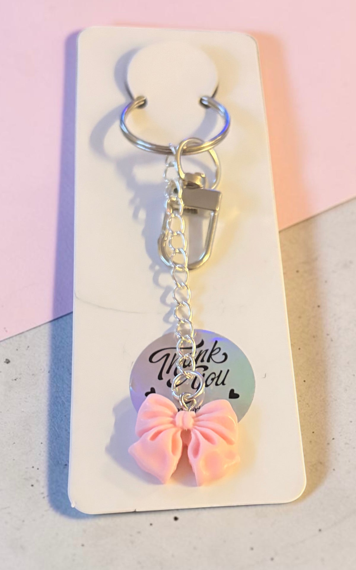 Pink bow keychain